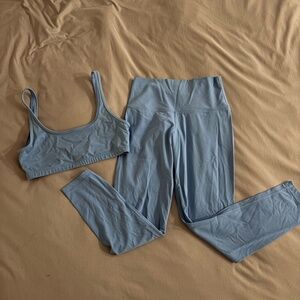 Aritzia TNA Cheeky Hi-Rise Leggings and Mini Bra Top, BLUE